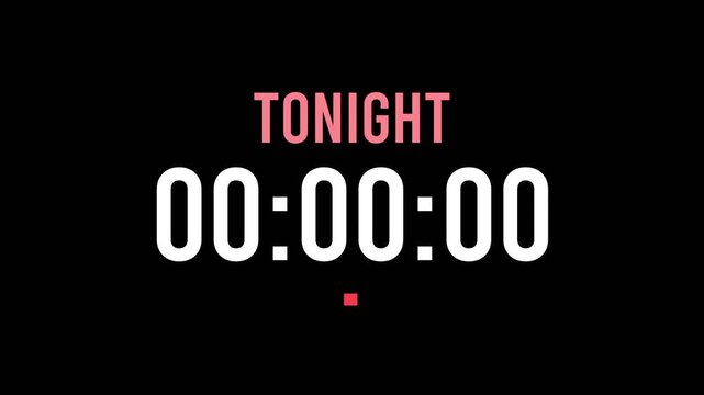 Tonight is about to happen soon. Upcoming tonight, approaching in the near future. Tonight almost here, in a short time - a countdown timer counting seconds the this event.
