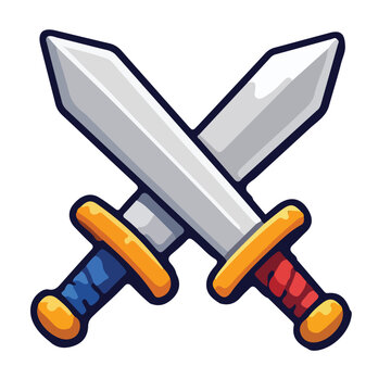 Crossed fantasy swords for adventure games
