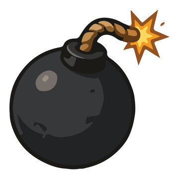 Classic cartoon bomb with explosive fuse