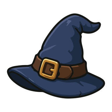 Dark witch hat with golden buckle