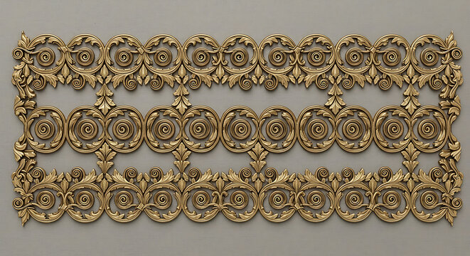 Intricate Ornate Gold Scrollwork and Decorative Border with Elegant Filigree Pattern for Luxury Architectural Interior Design