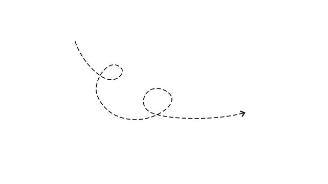 Dynamic red hand drawn curved arrow scribble 4k animation transparent a looped stroke pointing to the right on a transparent background up motion video. .
