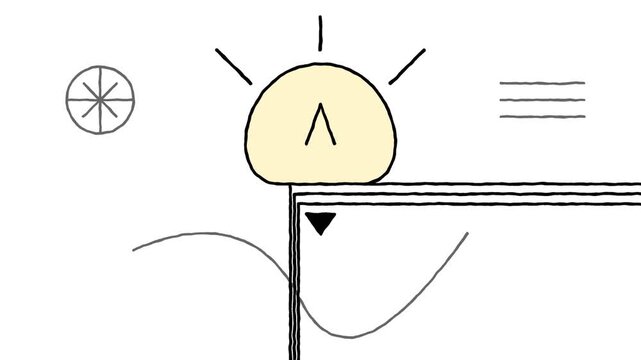 Minimalist Animated Graphic Featuring a Glowing Yellow Blob and Abstract Geometric Elements.