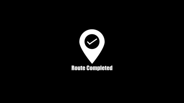 Route completed map pin animation, gps navigation success for logistics and delivery apps location