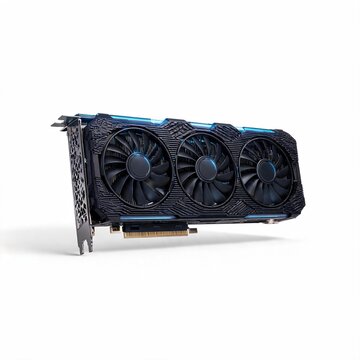 High Performance Computer Graphics Card with Triple Fan Cooling Isolated on White