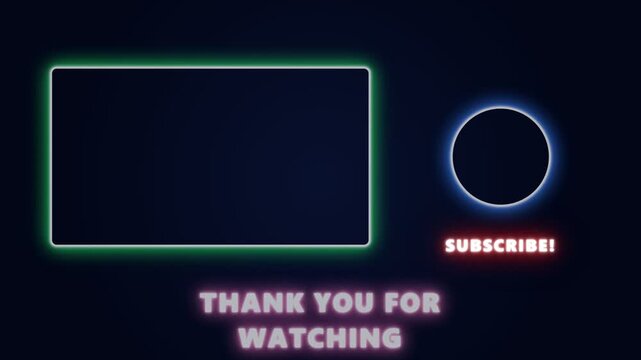 Neon Style YouTube End Screen Template for Video Outros.