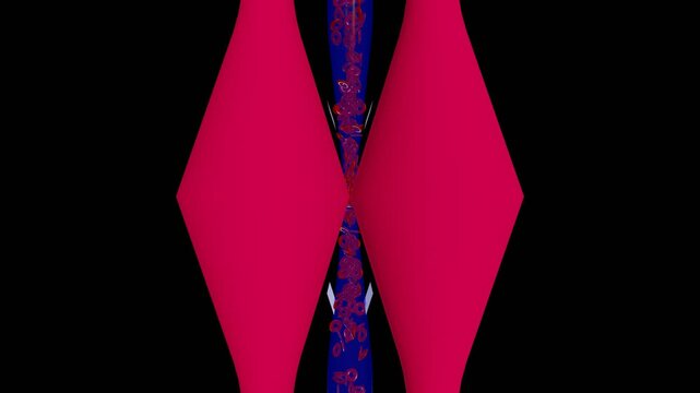 Abstract Digital Motion Background Featuring Pulsing Red Diamond Shapes and Blue Geometric Patterns.