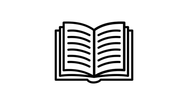 Animated open book with turning pages on white background
