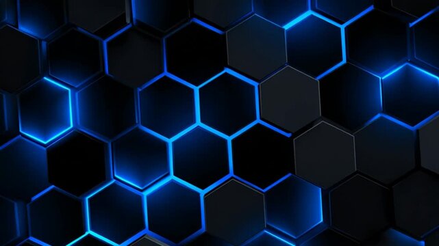 Blue Glowing Hexagons Form a Futuristic Cybersecurity Background
