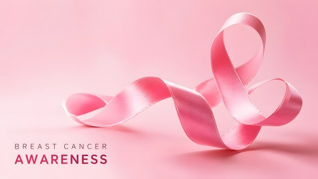A soft pink ribbon representing hope and support during the annual breast cancer awareness month campaign for global health