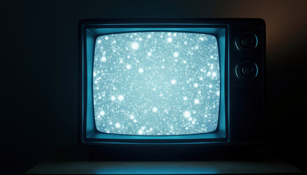 Retro Television with Blue Static Screen