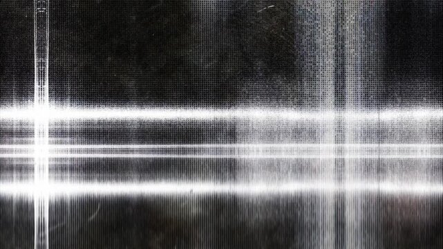 Photocopy scan noise overlay with halftone screen texture and scanner light beams for video editing.