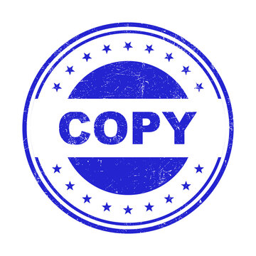 Blue rubber stamp with the word copy in the center for office document usage isolated on transparent background