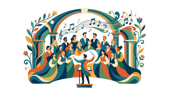 Diverse Choir Sings Harmoniously with Conductor