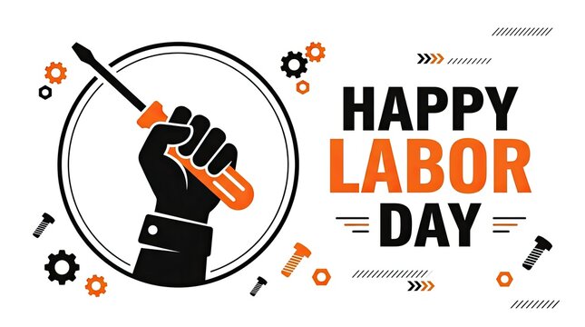 A creative illustration featuring a hand holding a screwdriver to celebrate the annual american labor day holiday