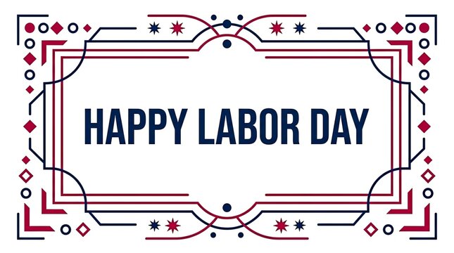 Elegant art deco style frame featuring happy labor day text greeting design for holiday celebrations and social media posts