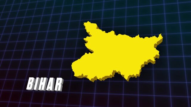 3D Animation Bihar North Central India Documentary Infographic Style Futuristic Map 4K Animation