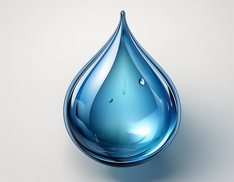 3d water drop shape isolated on white background