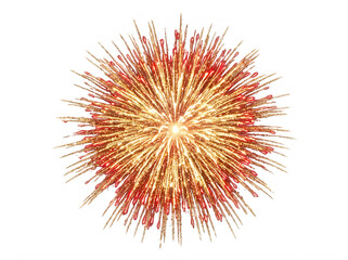 Obraz premium Bright red and gold firework explosion in the sky isolated on transparent background