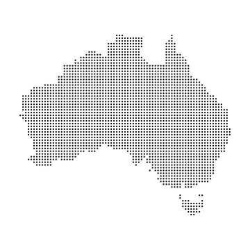 Australia Country Continent Dots Digital Map Vector Illustration