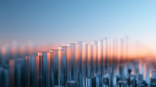 Abstract Glass Columns Representing Growth Graph and Business Success
