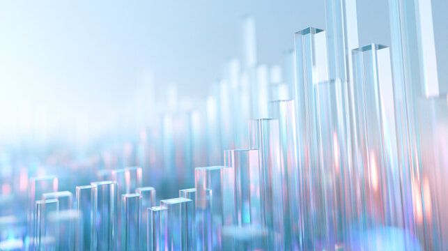 Abstract Glass Columns Representing Financial Growth and Data Visualization
