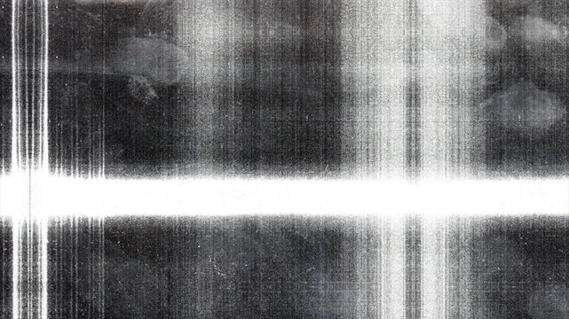 Photocopy scan noise overlay with halftone screen texture and scanner light beams for video editing.
