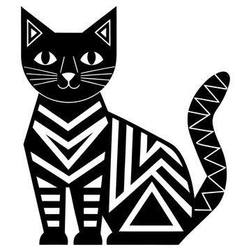 Black White Cat Illustration