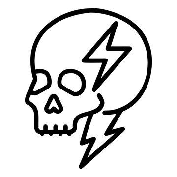 Human Skull With Thunder Lightning