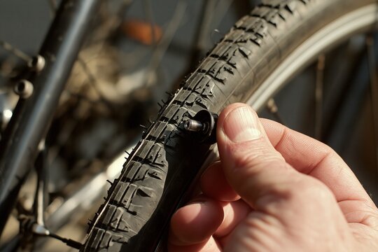 Inspecting Bicycle Tire Tread for Wear and Damage
