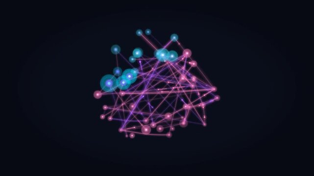 Abstract Glowing Network Nodes with Pink and Cyan Lines