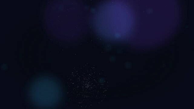 Dark Blue Abstract Background with Glowing Bokeh Lights and Particles