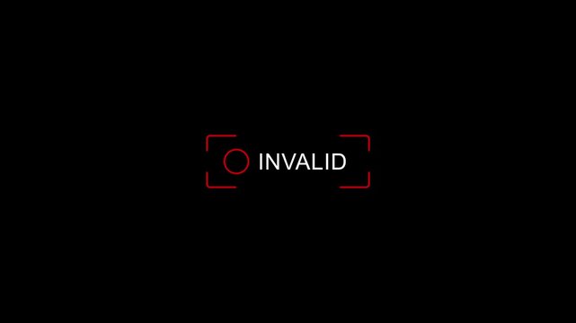 Digital invalid error notification overlay with red hud target frame interface