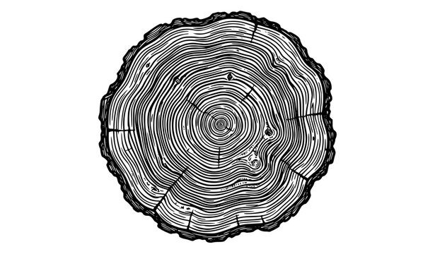 Luxury black and white tree ring wood grain texture vector illustration