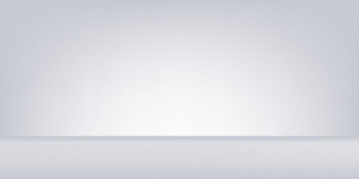 White grey studio room. Limbo light background. Abstract 3d gradient backdrop for product presentation. Minimal wall scene spotlight. Showcase, promotion display.