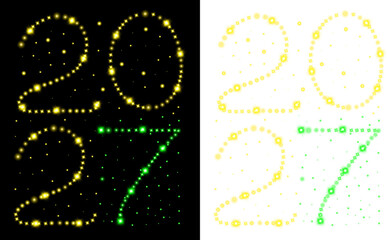 Fototapeta premium Happy new year 2027 glowing star typography vector illustration isolated on transparent background