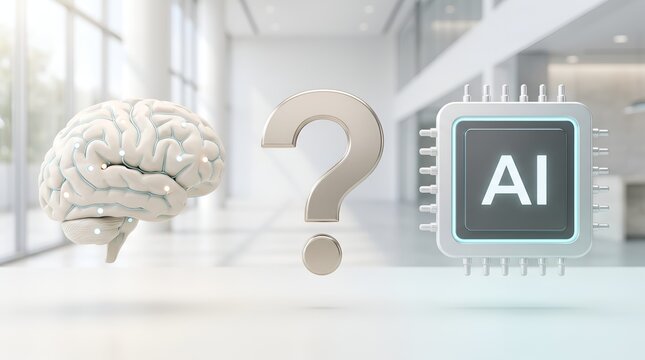 Artificial intelligence vs human brain question mark