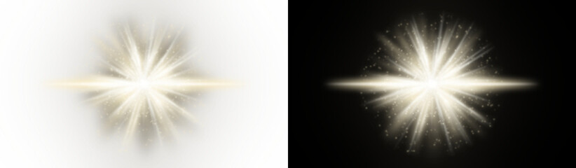Golden curved magic flare effects radiate light with a sparkling texture on transparent background radiance sparkle illumination glow effect vector graphic design element shimmer © MDSakib