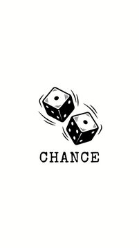 Vintage hand-drawn rolling dice illustration. Retro black and white gambling chance vector. Minimalist dice cubes with motion lines.