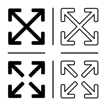 Set of fullscreen and exit fullscreen vector icons