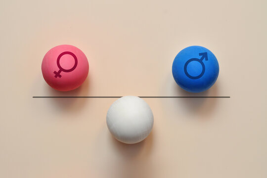 Gender Balance and Equality Concept with Female and Male Symbols on a Balance Scale