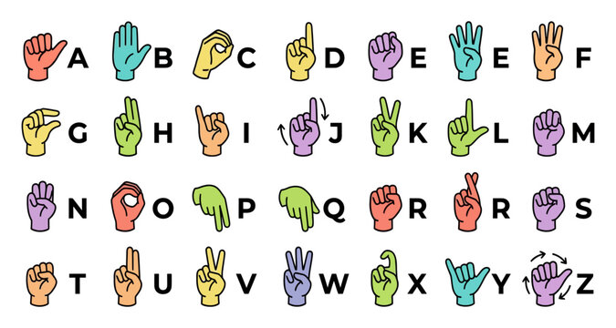 American sign language alphabet chart with hand gestures and illustrations language alphabet communication fingerspelling education inclusive accessibility learning teaching diversity