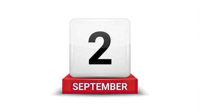 A 3d calendar block showing september 2nd as the official date for the annual labour day holiday celebration