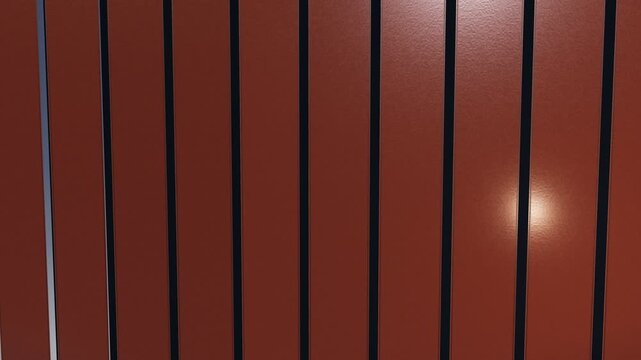 Kinetic trivision prism wall flipping in a wave from sand to terracotta to indigo, seamless loop background