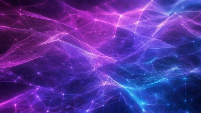 Abstract digital network with glowing purple and blue interconnected points