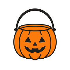 Halloween pumpkin jack o lantern candy bucket illustration with halloween jackolantern celebration container illustration isolated © SHIRIN