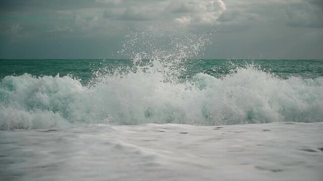 Waves Flowing Back and Forth on the Black Sand Beach at Qixingtan, Hualien