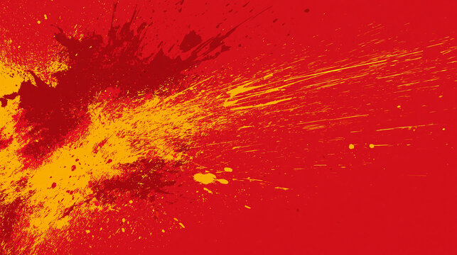Vibrant red and yellow paint splash abstract background