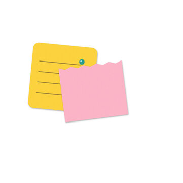 Two colorful sticky notes on a flat surface