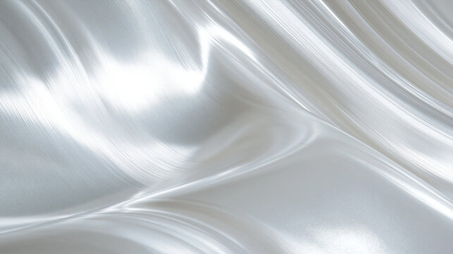 Pearlescent white satin fabric wave texture background